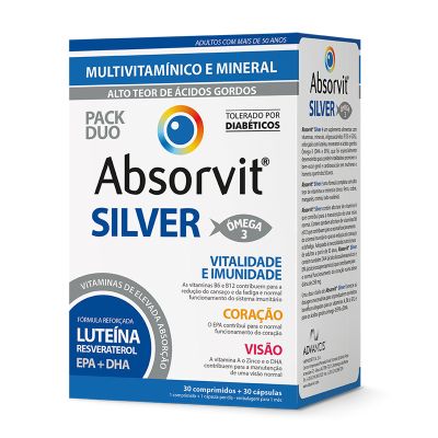 Absorvit Silver Multivitamínico E Mineral Vitalidade e Imunidade Coração Visão
